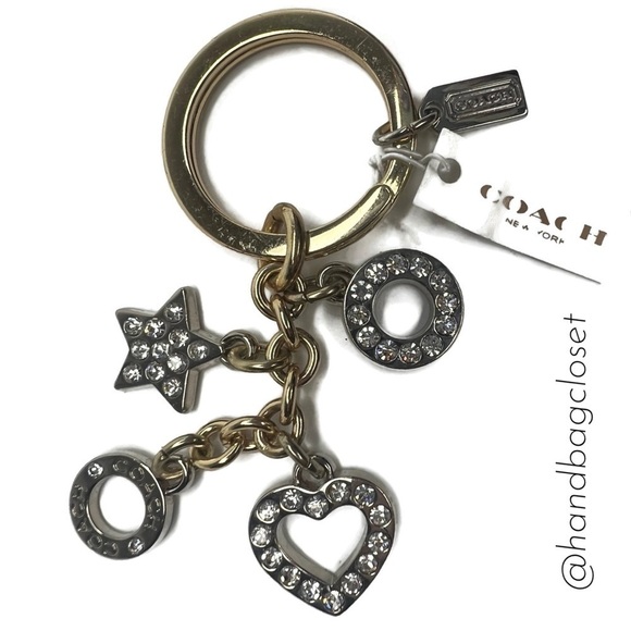 COACH OPEN HEART KEY RING CHAIN LETTERS C O A C H CHARM - Picture 4 of 4